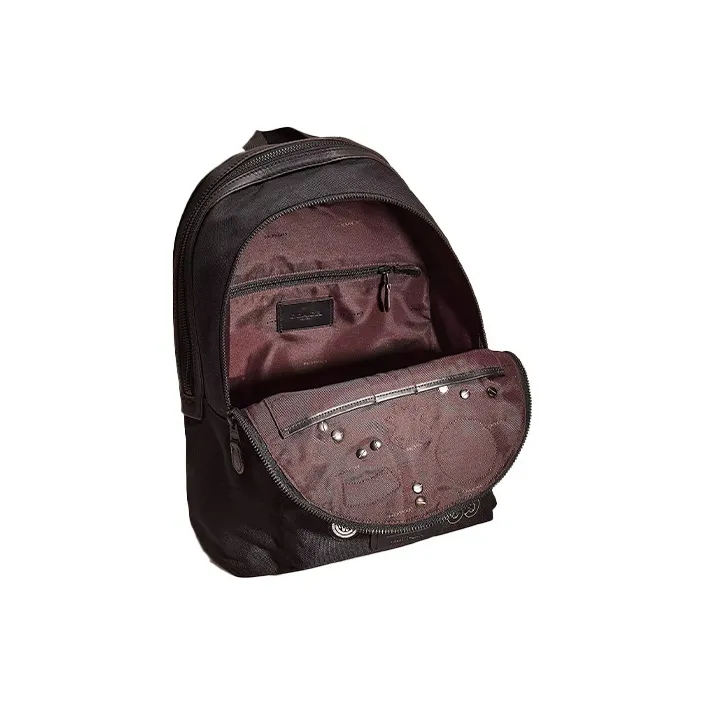 COACH Fabric With Calfskin Backpack Tubas Unisex Matte Black-2