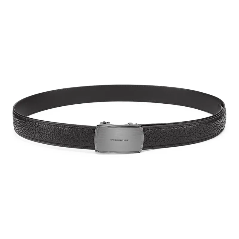 FAIRWHALE Embossed Flat Brand Automatic Buckle, Top Grain Imported Bison Leather Belts Men's Width 3.5CM-3