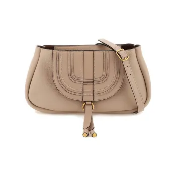 Chloe Marcie Grained Calfskin Shoulder Bag One Shoulder Clutch Women's Beige