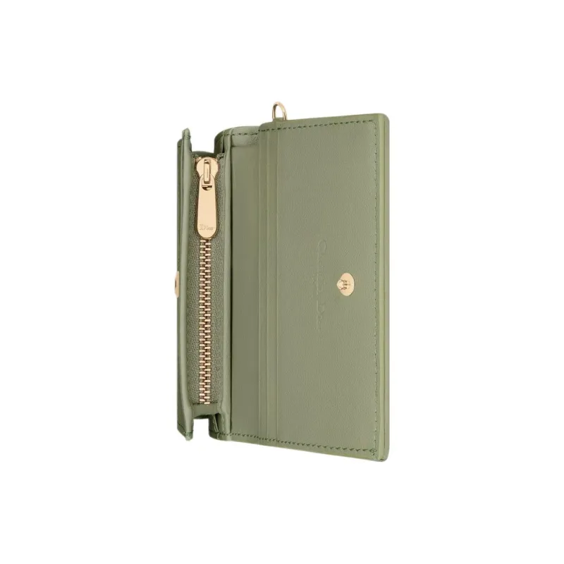 DIOR Lady Dior Lambskin Wallet Mini Women's Cactus Green-3