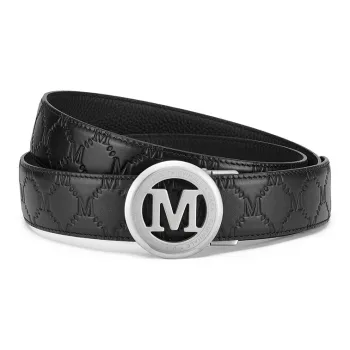 FAIRWHALE Top Grain Cow Leather Brand Stamped With Body Logo Cut Out Automatic Buckle Leather Belts Men's Width 3.5CM
