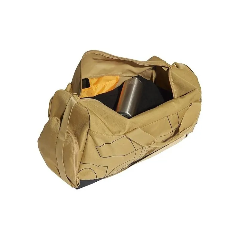 Adidas Recycled Polyester Luggage Bag Handbag Shoulder Bag Crossbody Bag Gym Bag Medium Size Unisex Gold Beige/Black-3