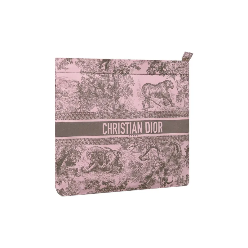 DIOR DiorTravel Embroidery Clutch Women's Pink & Gray-1