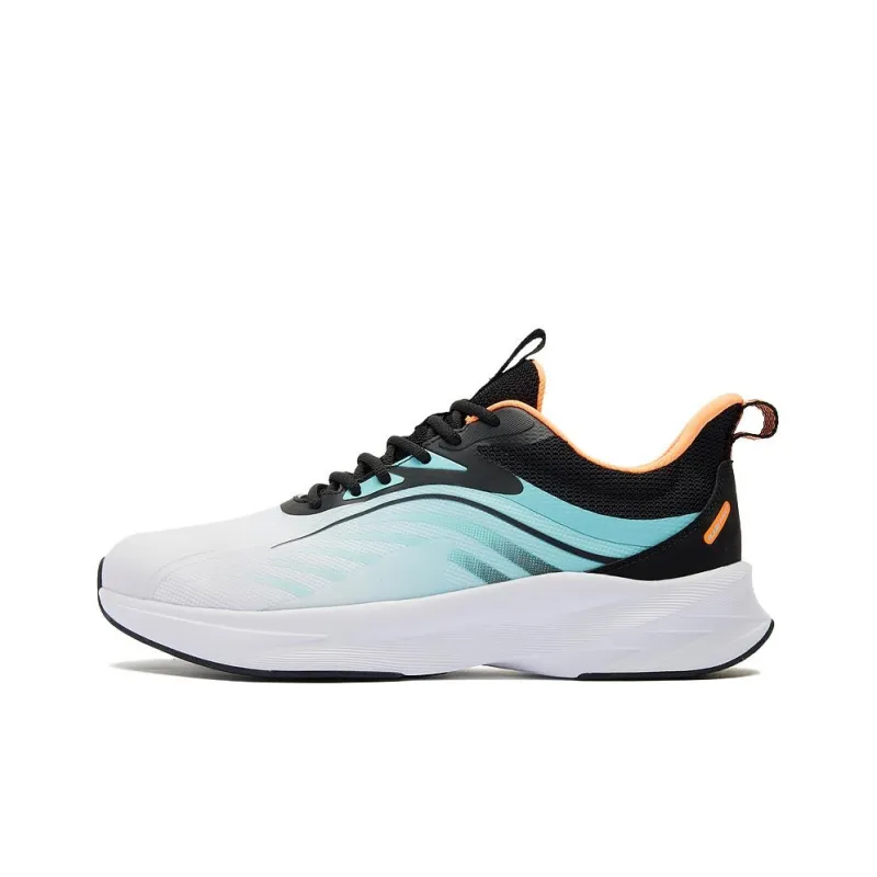 QIAODAN Cushioning Wear Resistant Low Top Running Shoes Men's White Blue-0
