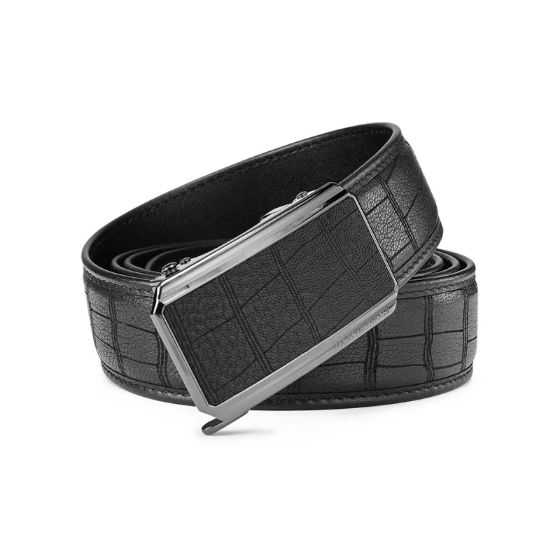 FAIRWHALE Premium Brand Automatic Buckle Deerskin Business Genuine Leather Belts Men's Width 3.5CM-1