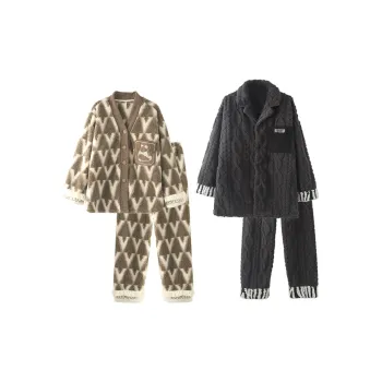 Chun Xi Pajama Set Unisex White Brown Dark Gray