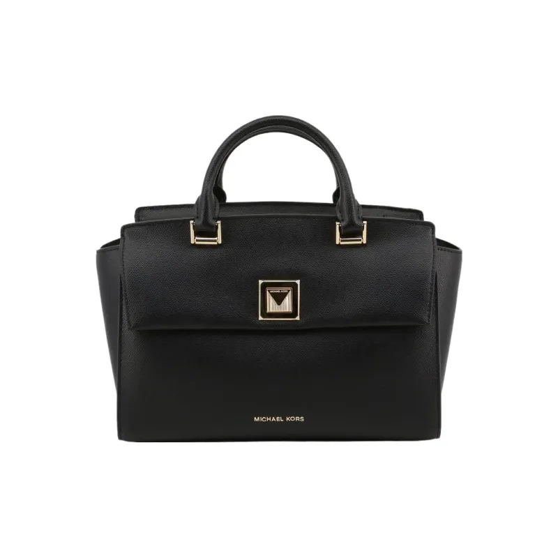 MICHAEL KORS Sylvia Cross Grain Leather Shoulder Bag, Crossbody Bag, Handbag Medium Size Women's Black-3