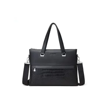 RED DRAGONFLY Top Grain Cow Leather Briefcase, Laptop Bag, Shoulder Bag, Crossbody Bag, Handbag Men's Black