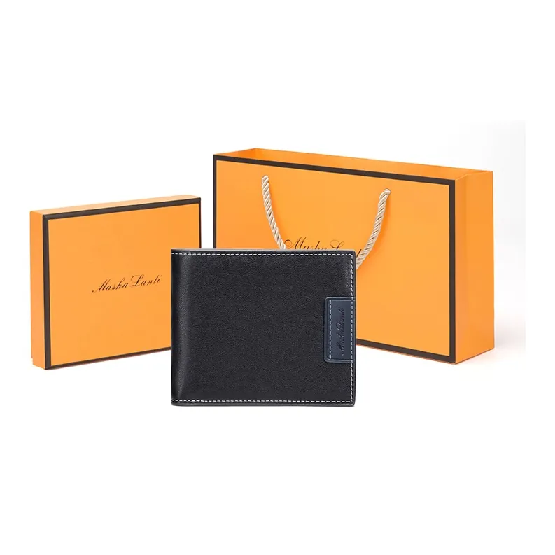 MashaLanti Top Grain Cow Leather Card Holder Wallet Regular Men's Black-16