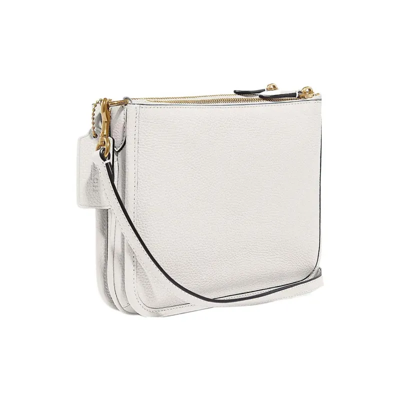 COACH Turnlock Litchi Grain Leather Shoulder Bag Crossbody Bag Small Size Women's White-2