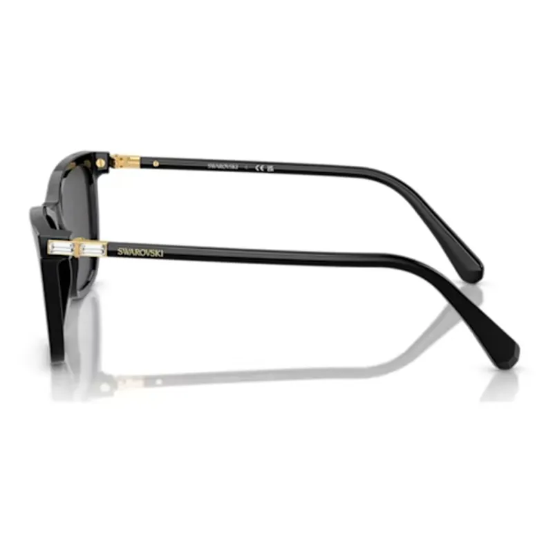 Swarovski Acetate Swarovski Crystal Irregular Shape Sunglasses Women's Black-4