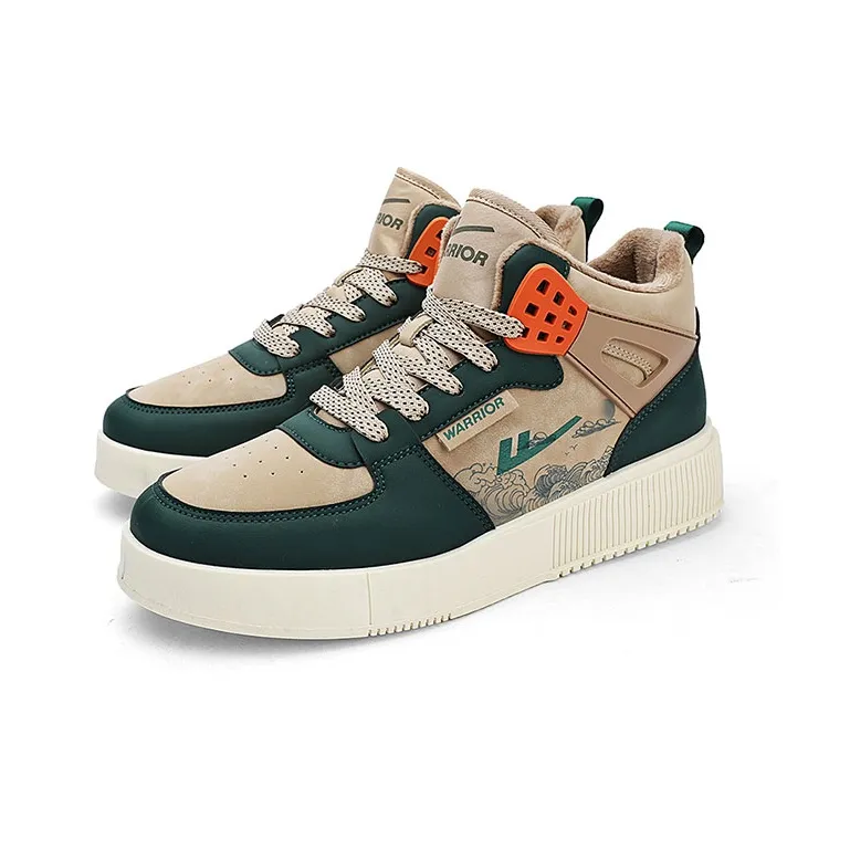 Warrior Riding The Waves Collection, White Sneakers Thermal Height Increase High Top Skateboard Shoes Men's-2