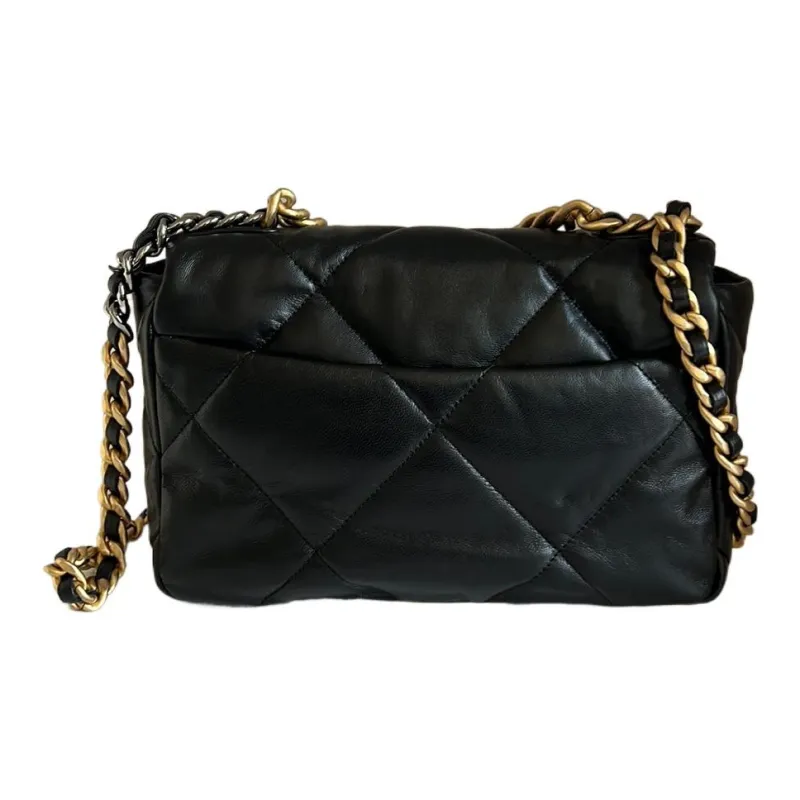 CHANEL 19Bag Sheepskin Shoulder Bag, Crossbody Bag Trumpets Women's Black-1
