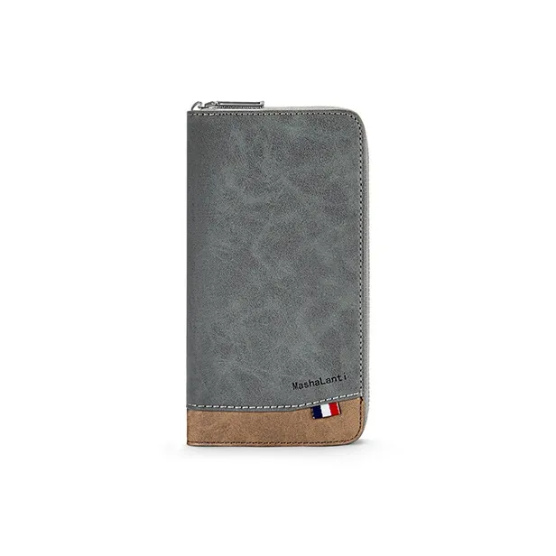 MashaLanti Synthetic Leather Clutches Wallets Regular Men's Gray With Coffee-1