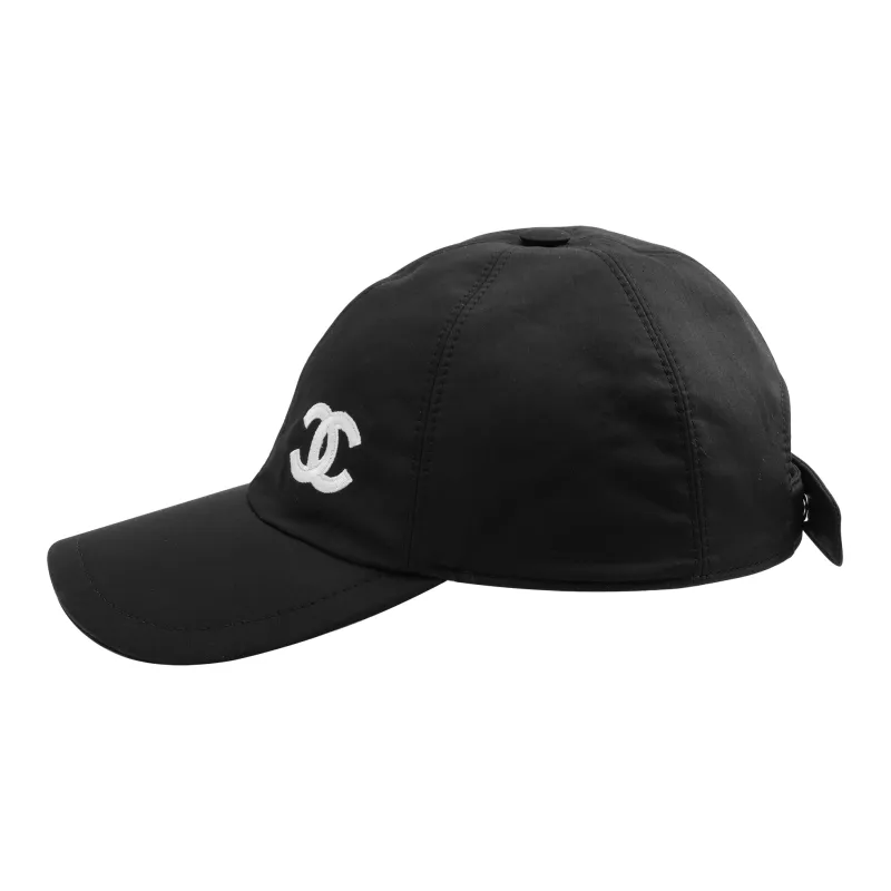 CHANEL Cotton Baseball Caps Unisex Black-2