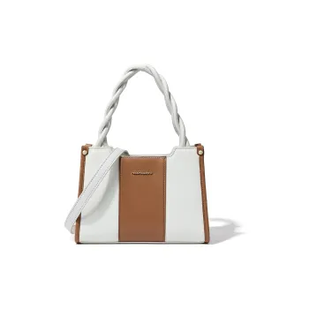 RED DRAGONFLY Split Cow Leather Shoulder Bag, Crossbody Bag, Handbag Medium Size Women's White & Brown
