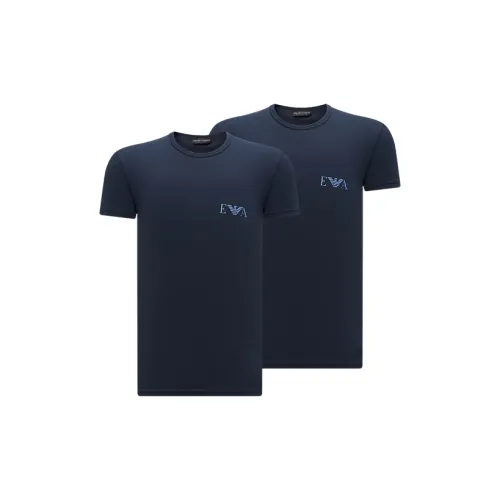 EMPORIO ARMANI T-Shirts Men Set Of 2 Navy Blue+Light Blue