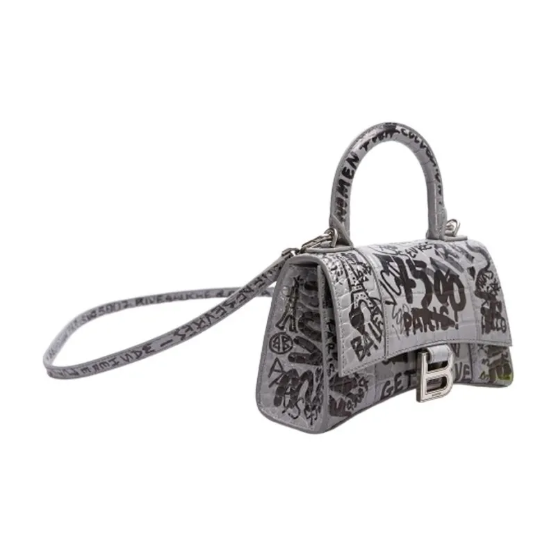 Balenciaga Hourglass Leather One Shoulder Handbags Women's Dark Blue-2