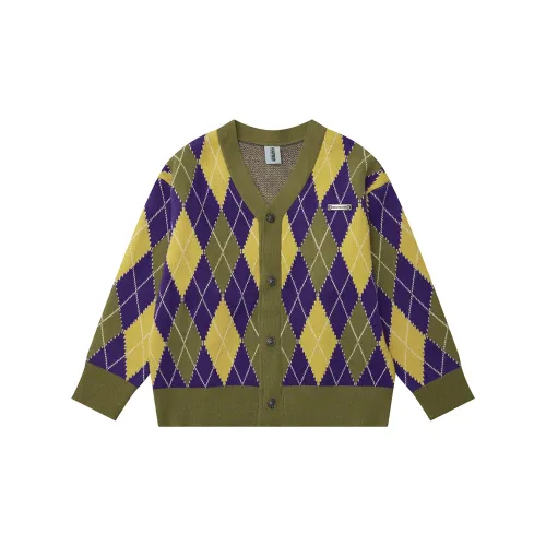 Heartboon Sweaters Unisex Yellow Purple Plaid