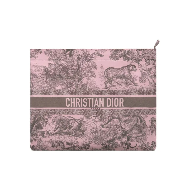 DIOR DiorTravel Embroidery Clutch Women's Pink & Gray-0