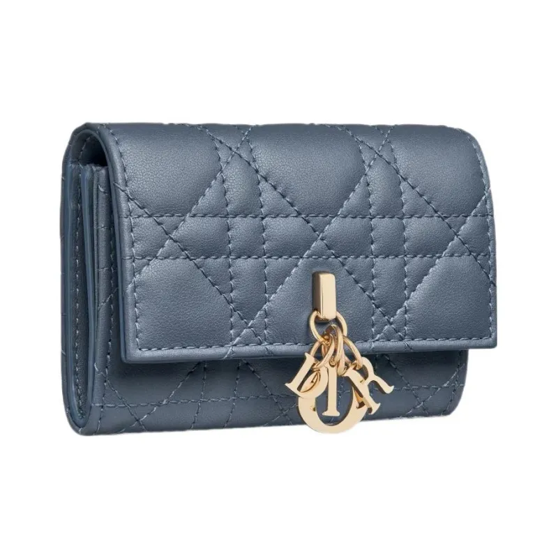 DIOR Sheepskin Wallet Extra Small Women's Midnight Blue-1
