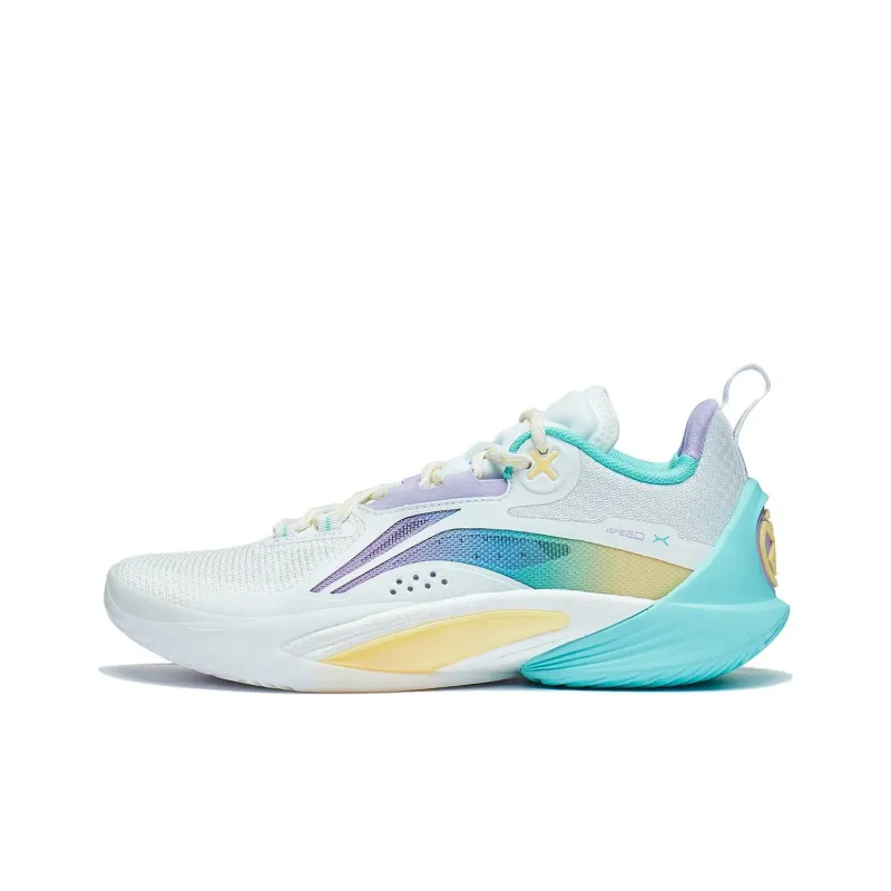LiNing Speed 10 Cushioning, Slip Resistant, Abrasion Resistant, Breathable Low Top Basketball Shoes Men's White Purple-0
