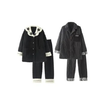 Chun Xi Pajama Set Unisex Print Black Enamel Gray