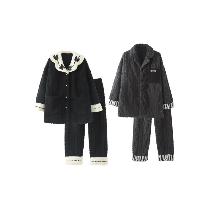 Chun Xi Pajama Set Unisex Print Black Enamel Gray-0