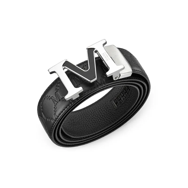 FAIRWHALE Brand Logo Stainless Steel M Automatic Buckle Top Grain Cow Leather Genuine Leather Belts Men's Width 3.5CM-4