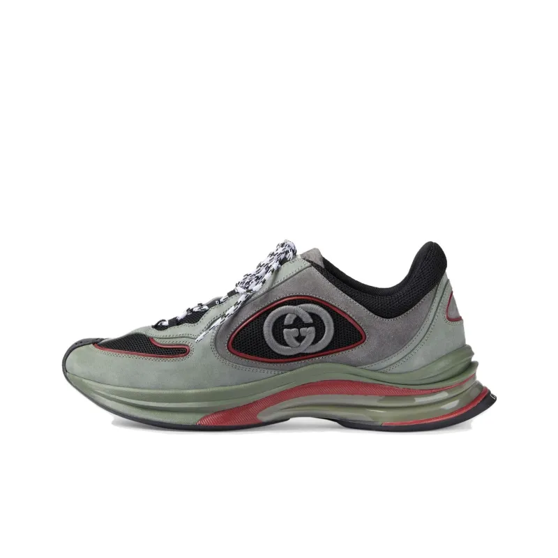 GUCCI Wear Resistant Low Top Casual Shoes Men's Gray Green-0