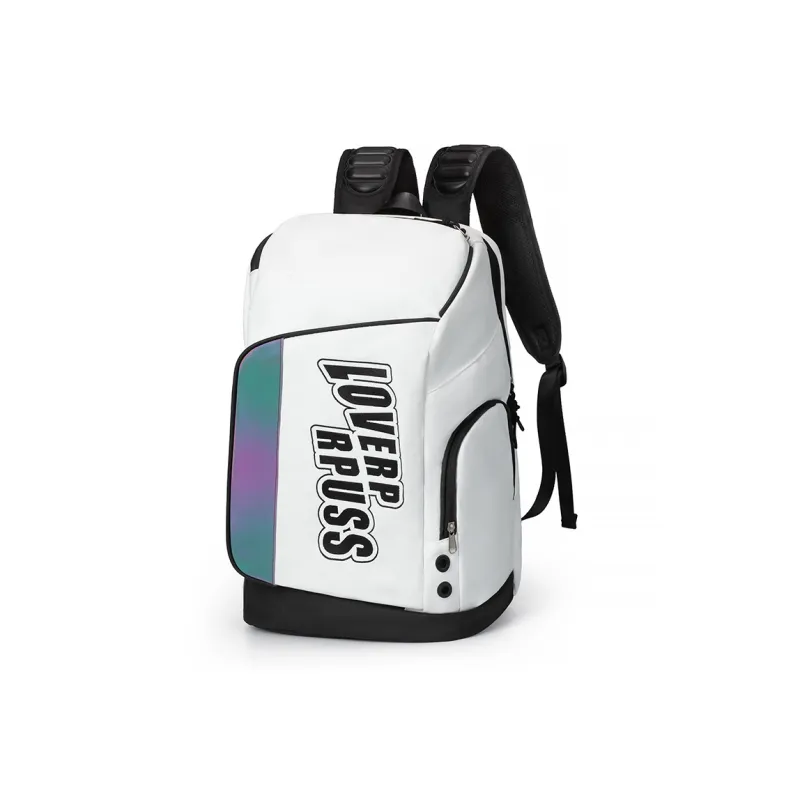 LOVERPUSS Polyester Backpack Unisex White Black/White Blue/Cool Black-2
