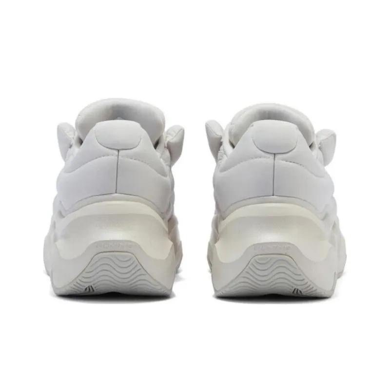 LiNing Puff Platform Slip Resistant Low Top Casual Shoes Women's Gray White-3