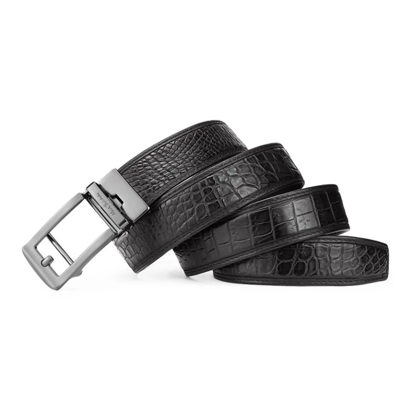FAIRWHALE Engraved Cut Out Automatic Buckle Crocodile Leather Belts Men's Width 3.5CM-2