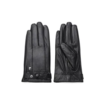 PIERRE CARDIN Goatskin Genuine Leather Glove Men's Black
