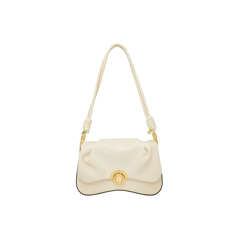 FOXER Cow Leather With Microfiber Cloud Bag, Shoulder Bag, Handbag, Shoulder Bag Women's Cheese White-3