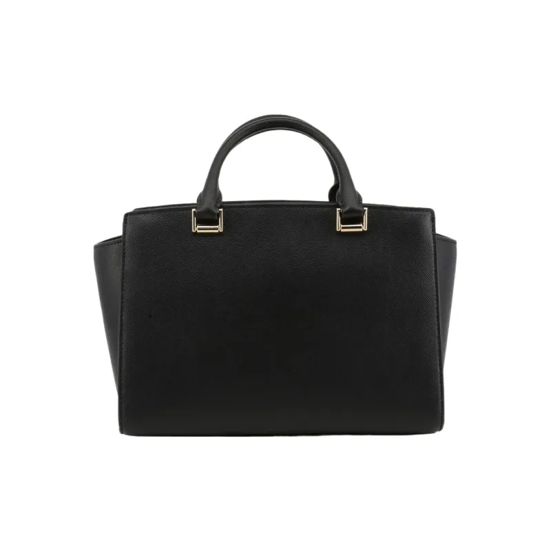MICHAEL KORS Sylvia Cross Grain Leather Shoulder Bag, Crossbody Bag, Handbag Medium Size Women's Black-4