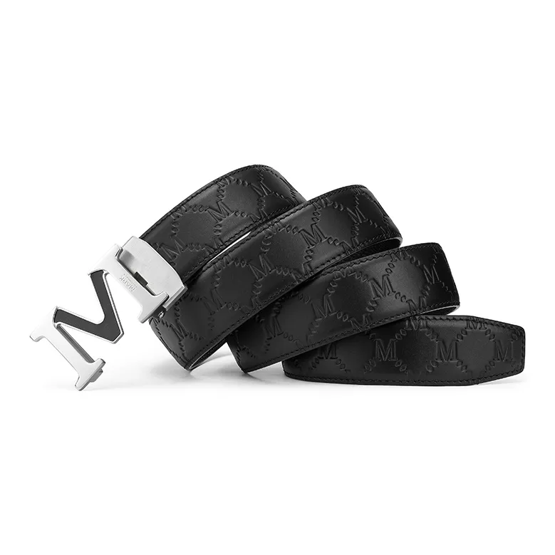 FAIRWHALE Brand Logo Stainless Steel M Automatic Buckle Top Grain Cow Leather Genuine Leather Belts Men's Width 3.5CM-2