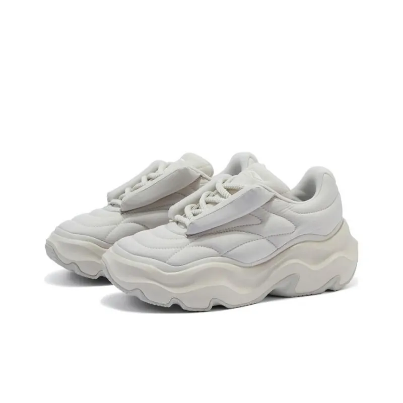 LiNing Puff Platform Slip Resistant Low Top Casual Shoes Women's Gray White-2