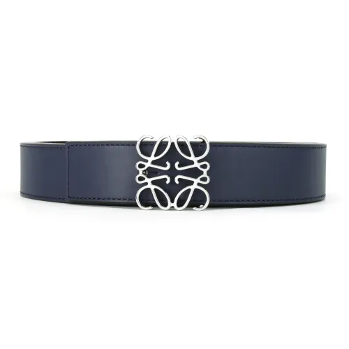 LOEWE Anagram Leather Belts Men Blue Black Silver