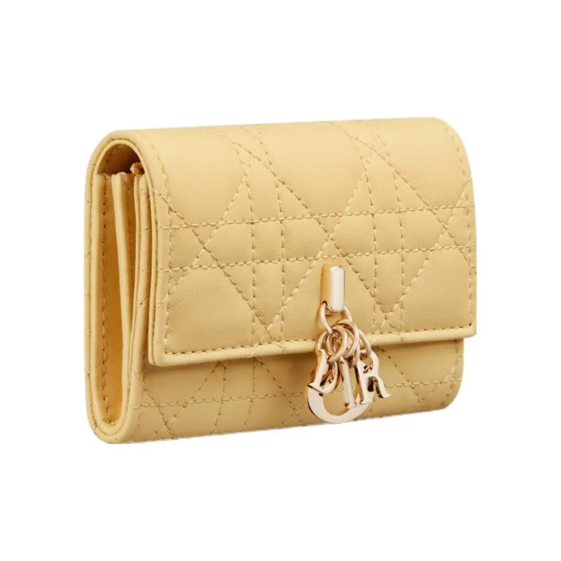DIOR Sheepskin Wallet Extra Small Women's Light Yellow-1