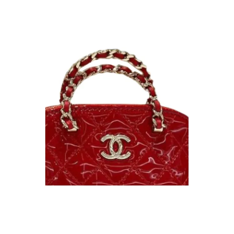 CHANEL Patent Leather Calfskin One Shoulder Crossbody Handbag Clutch Regular Women's Rouge Red-3