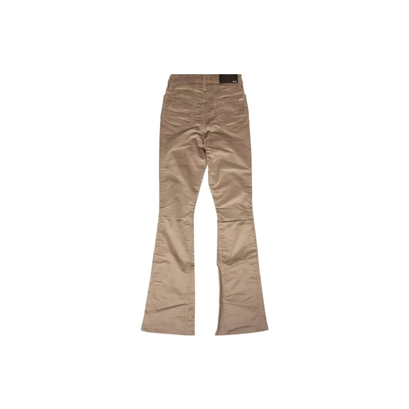 AMIRI Velour Flare Stack Pants 'Sand'-1