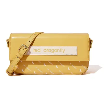 RED DRAGONFLY Split Cow Leather With Microfiber Synthetic Leather Crossbody Bag Shoulder Bag Women's Yellow/Black