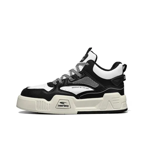 DEERWAY High Top Skateboard Shoes Men's White Black