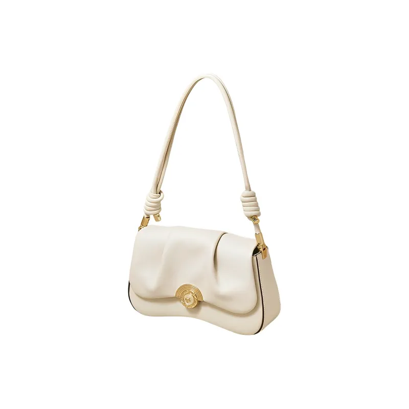 FOXER Cow Leather With Microfiber Cloud Bag, Shoulder Bag, Handbag, Shoulder Bag Women's Cheese White-4