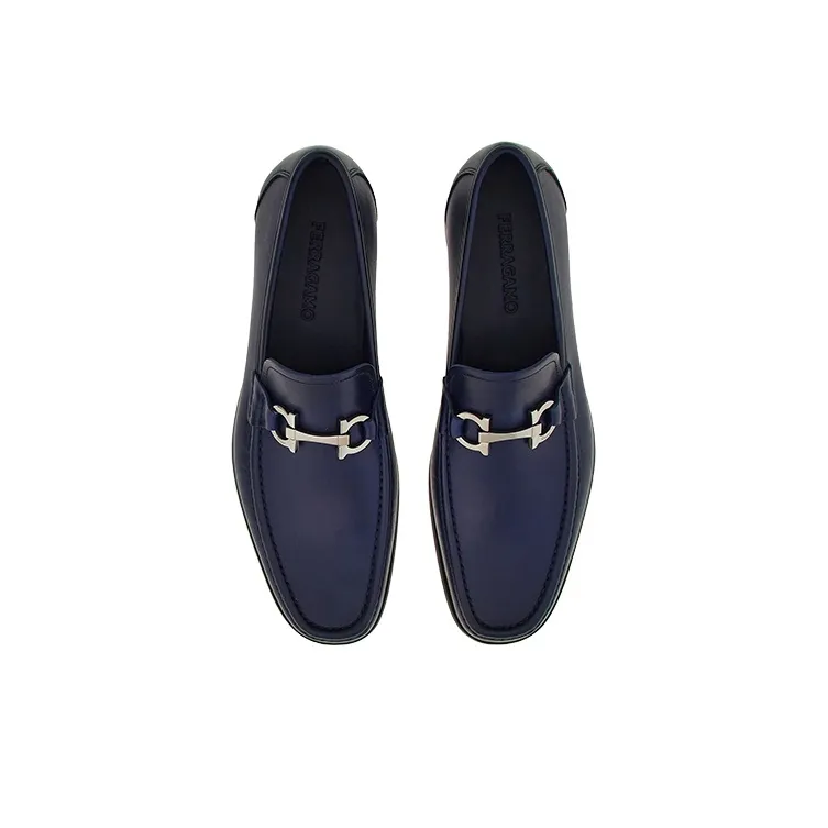 FERRAGAMO Gancini-plaque Leather Loafers-3