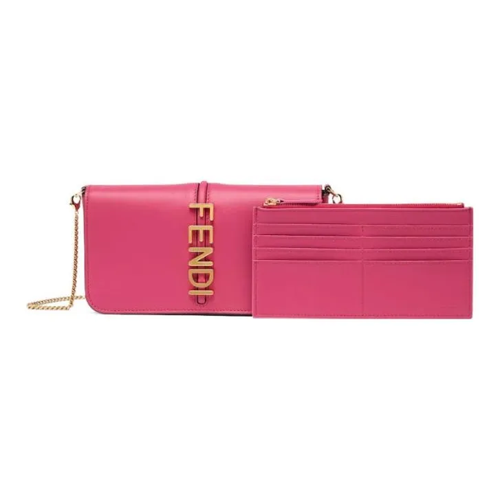 FENDI Fendigraphy Leather Wallet Regular Women's Pink-3