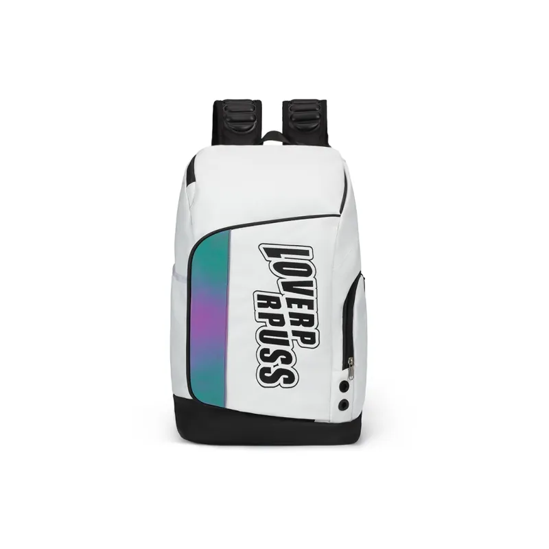 LOVERPUSS Polyester Backpack Unisex White Black/White Blue/Cool Black-1