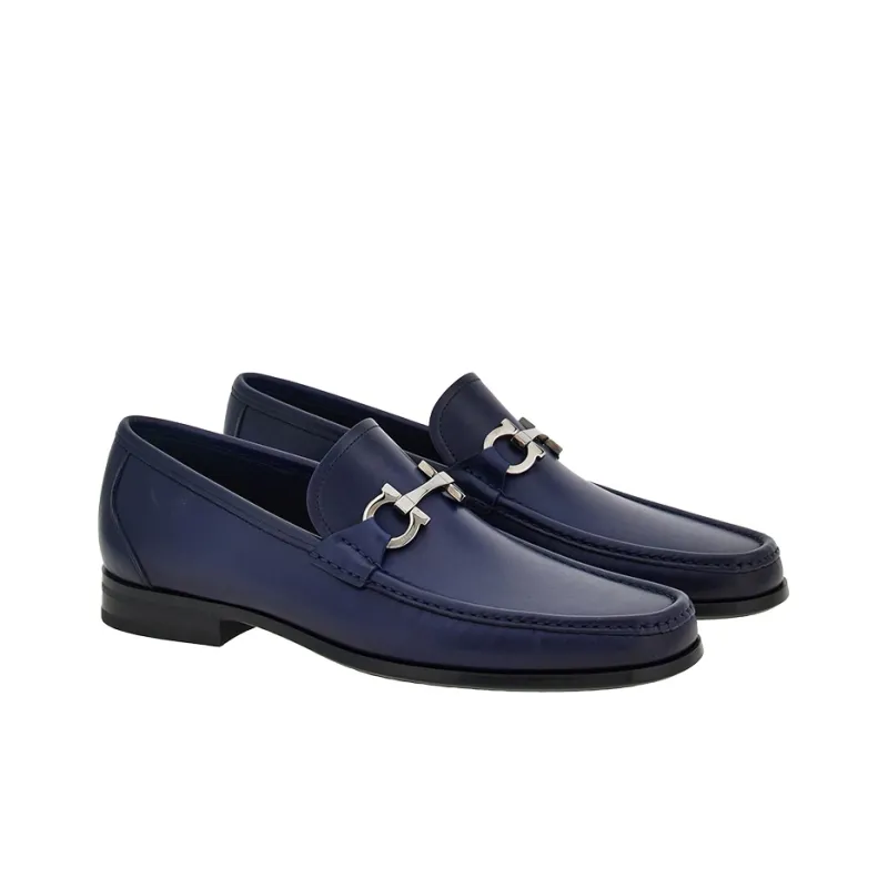 FERRAGAMO Gancini-plaque Leather Loafers-2