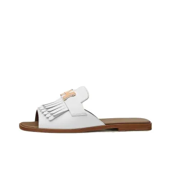 HERMES Rubber Sole Slide Slippers Women's White